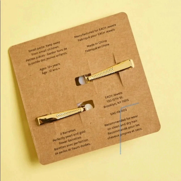 EACH Jewels Caroline Flower Daisy Hair Clip Barrette 2 Pack Pearl White‎ Gold - Picture 3 of 4